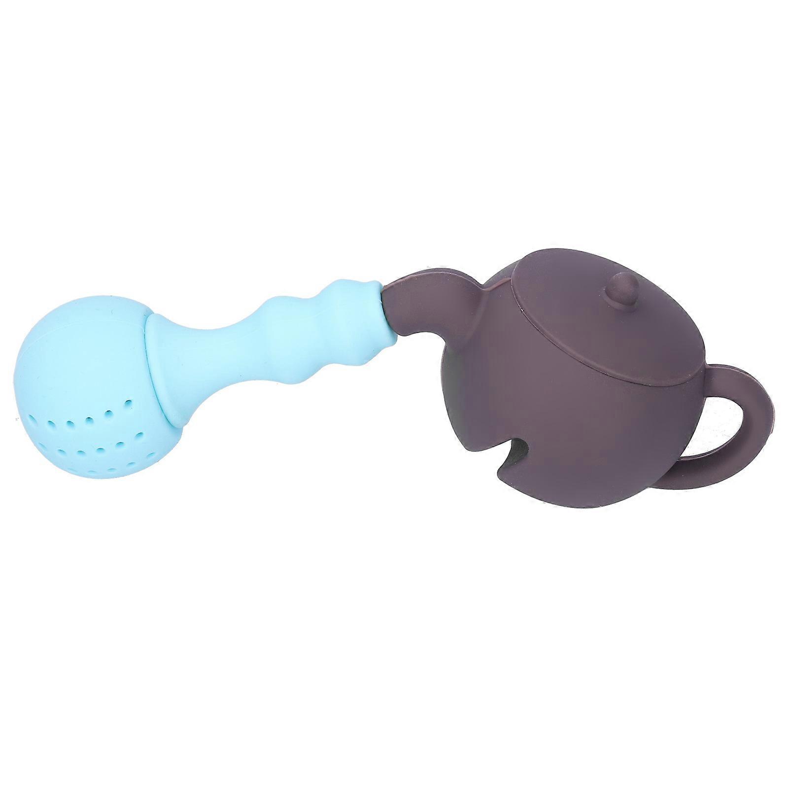 Silicone Tea Infuser Multifunction Teapot-Shape Tea Leaf Strainer Filter Brown+Sky Blue
