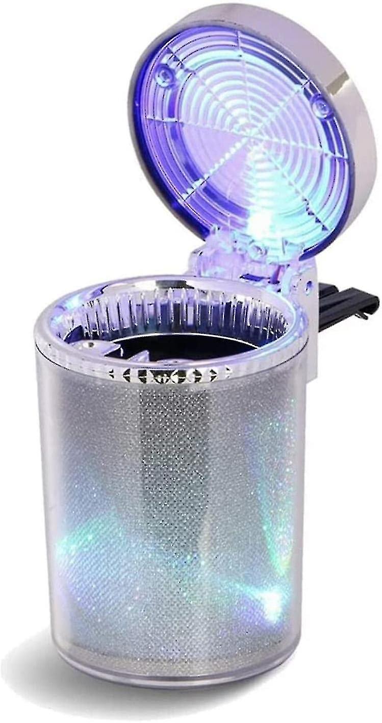 Car Ashtray, Auto Ashtray With Led Light, Portable Colorful Car Ashtray With Lid Smell Proof