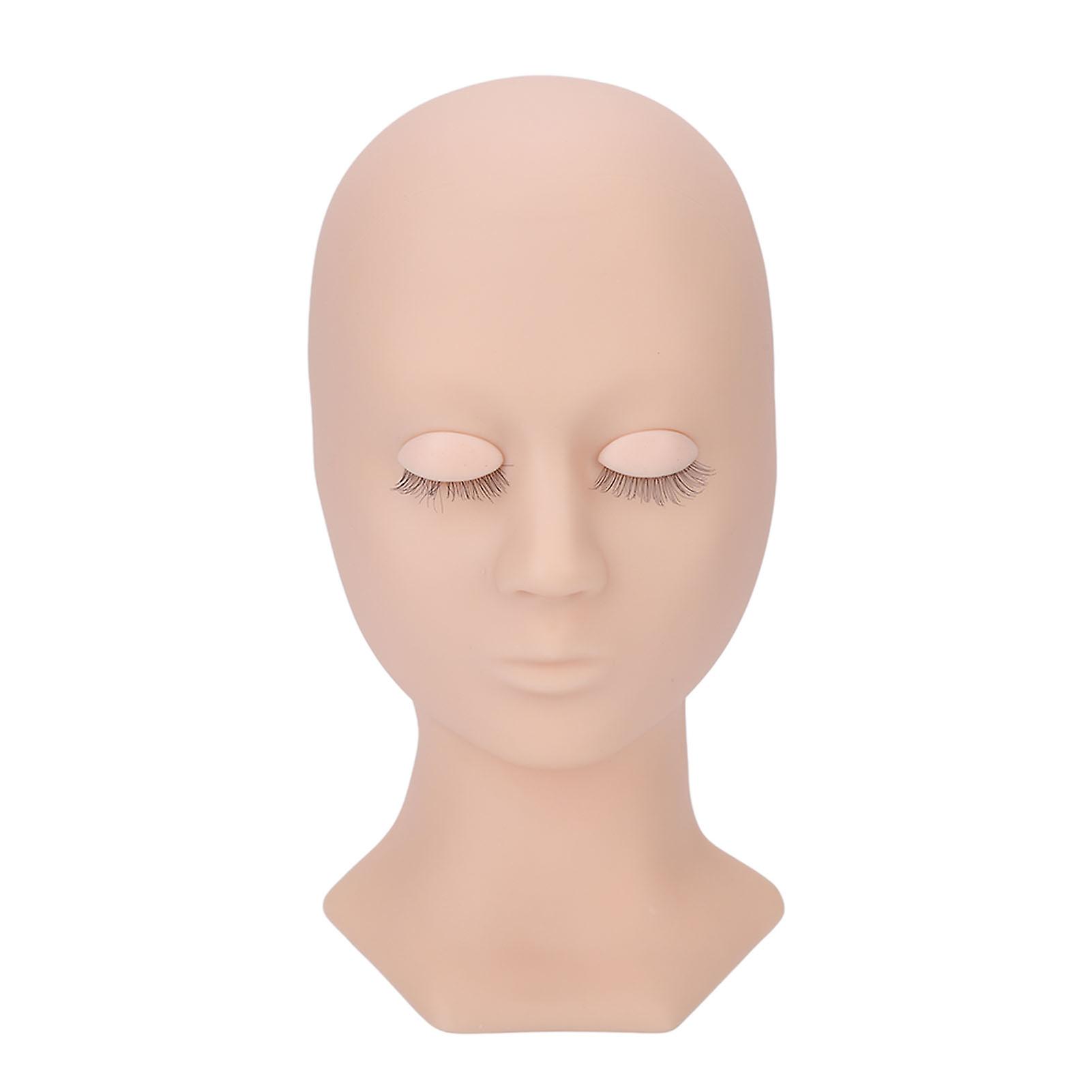 Eyelash mannequin head, high simulation, elastic, washable, soft silicone, makeup practice, single eyelid, pink