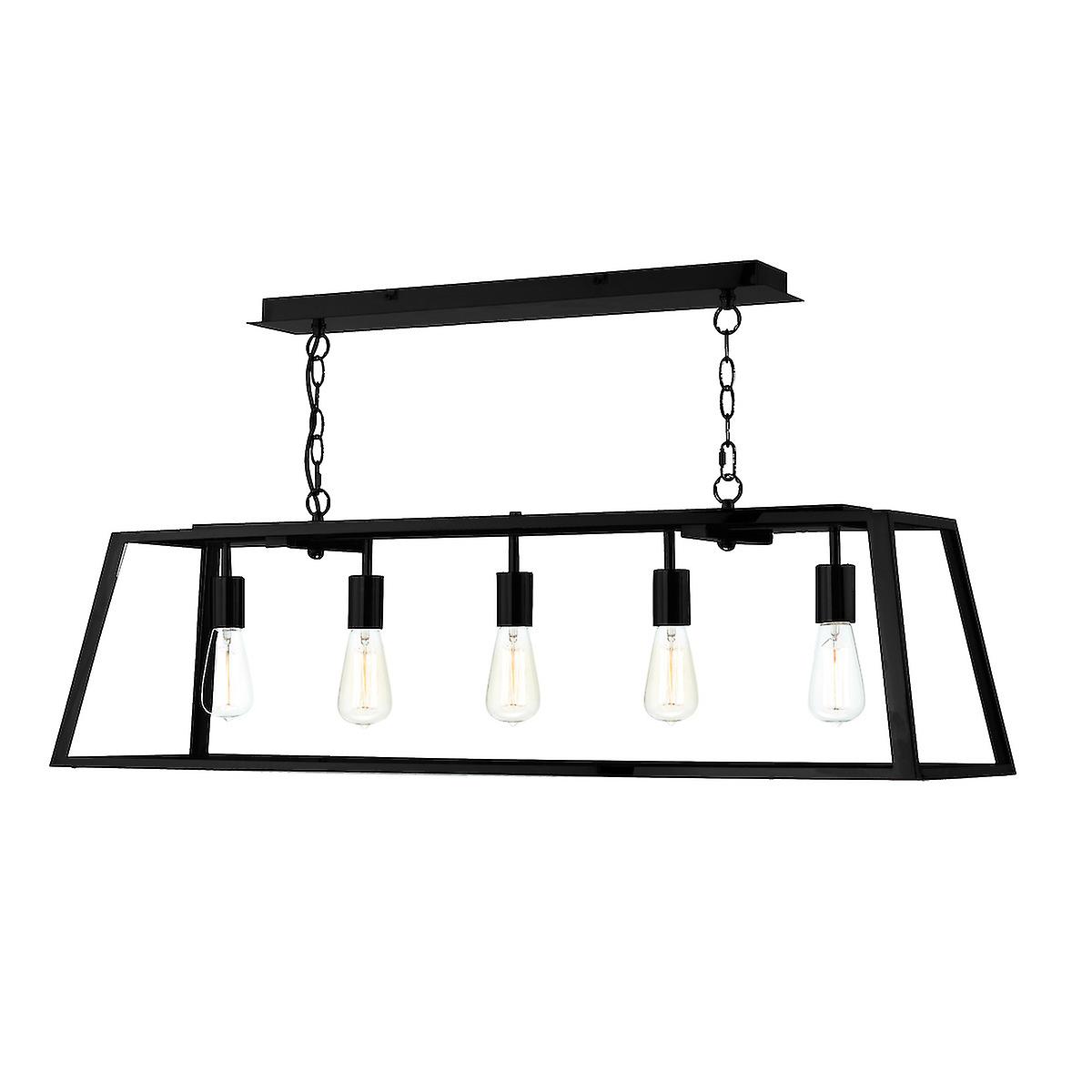 DAR ACADEMY Straight Bar Pendant Light Black, 5x E27