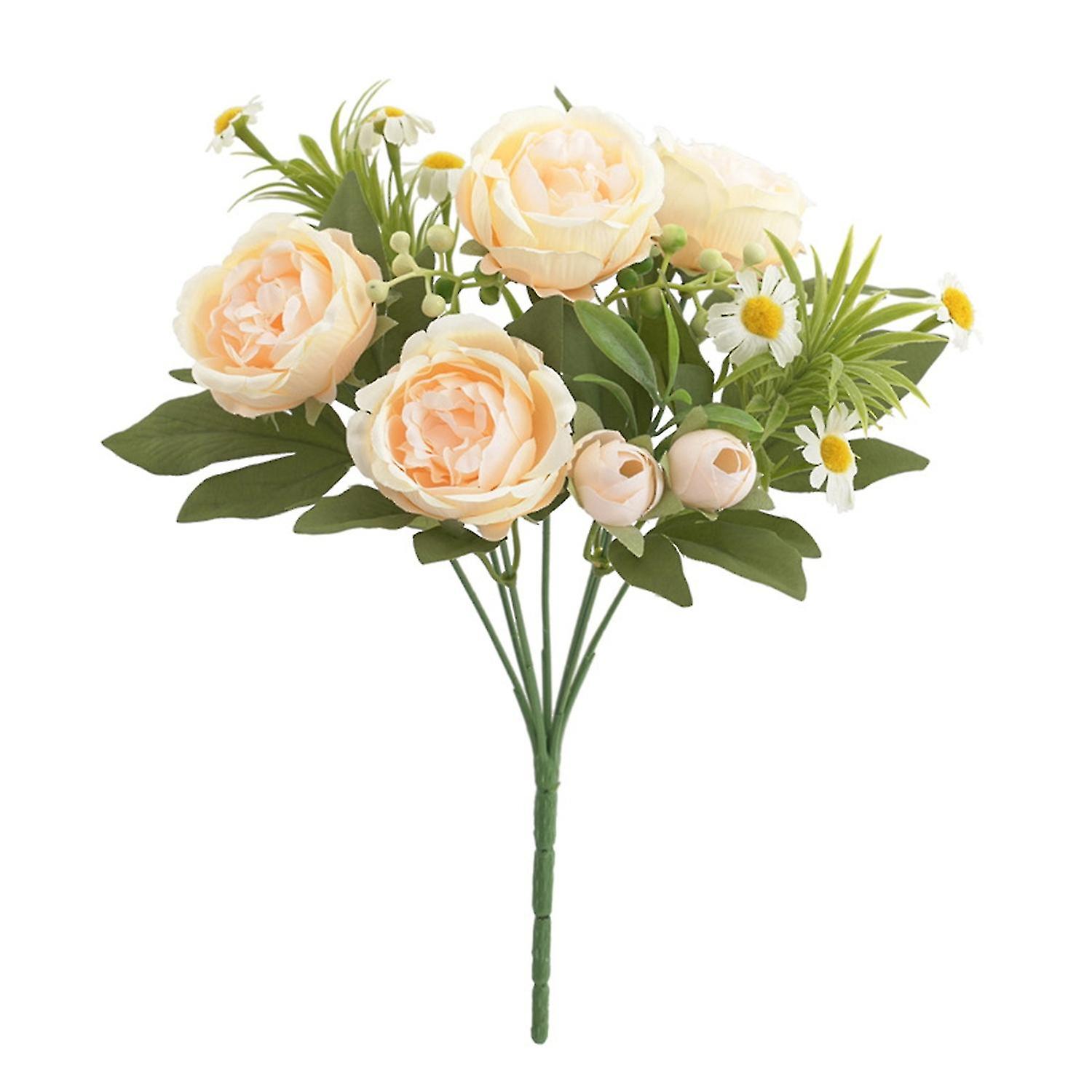 Artificial Rose with Stem 7 Heads Non-withering No Watering Wedding Photo Props Realistic Reusable F