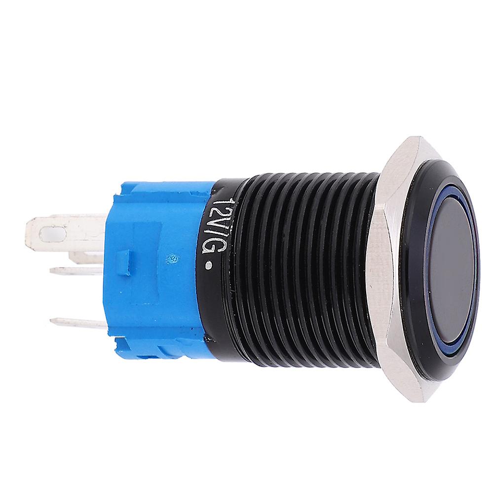 2PCS Waterproof Push Button Switch 5 Pin 1NO1NC Self-locking Button Switch with LightBlue