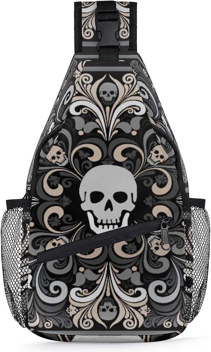 AQ00339 أزتك جمجمة حبال حقيبة ظهر جمجمة حقيبة كروسبودي متعددة الأغراض حقيبة كروس بودي حقيبة السفر للمشي لمسافات طويلة حقيبة نهارية غير رسمية ، كما هو موضح ، 7.9 * 3.