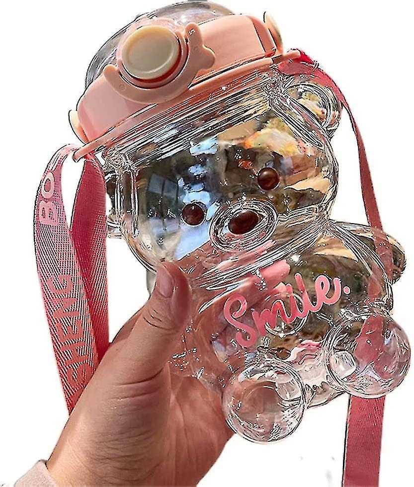 Kawaii Bear Shaped Water Bottlelarge Kawaii Bear Shaped Water Bottle With Straw And Strapwater Bottl