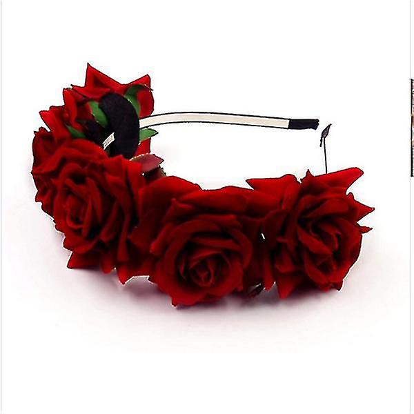 Κόκκινο τριαντάφυλλο λουλούδι Tiara headband για ενήλικο hairband floral headpiece