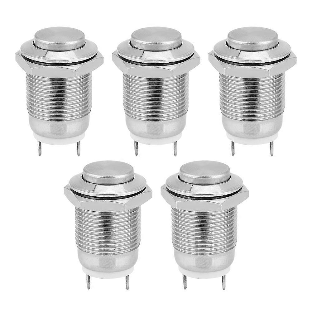 5Pcs Metal Push Button Switch 1 Normally Open 2 Pins Waterproof Self Reset Electronic Supplies(High Flush )