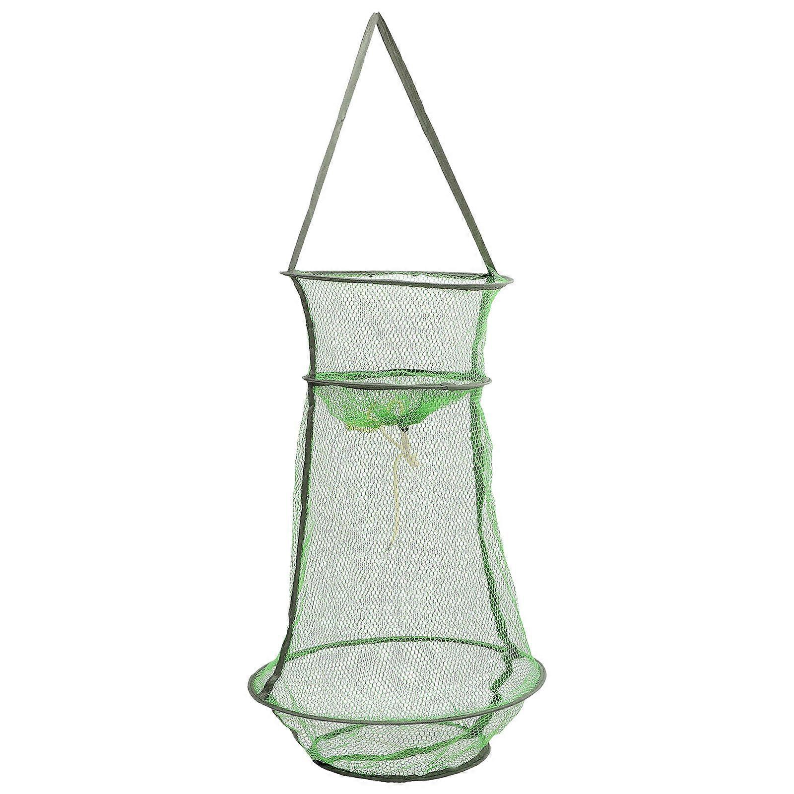 3pcs Mesh Hole Folding Crab Lobster Net Fishing Net Fishing Accessories (Large Size) (Green)