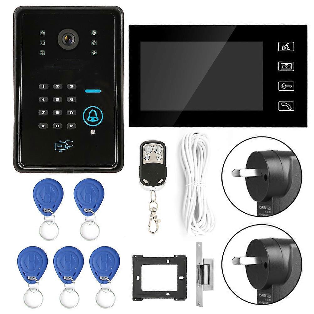 7in Rfid Password Video Door Phone Wired Intercom Doorbell Kit With No Lock 806mjids11(au Plug)