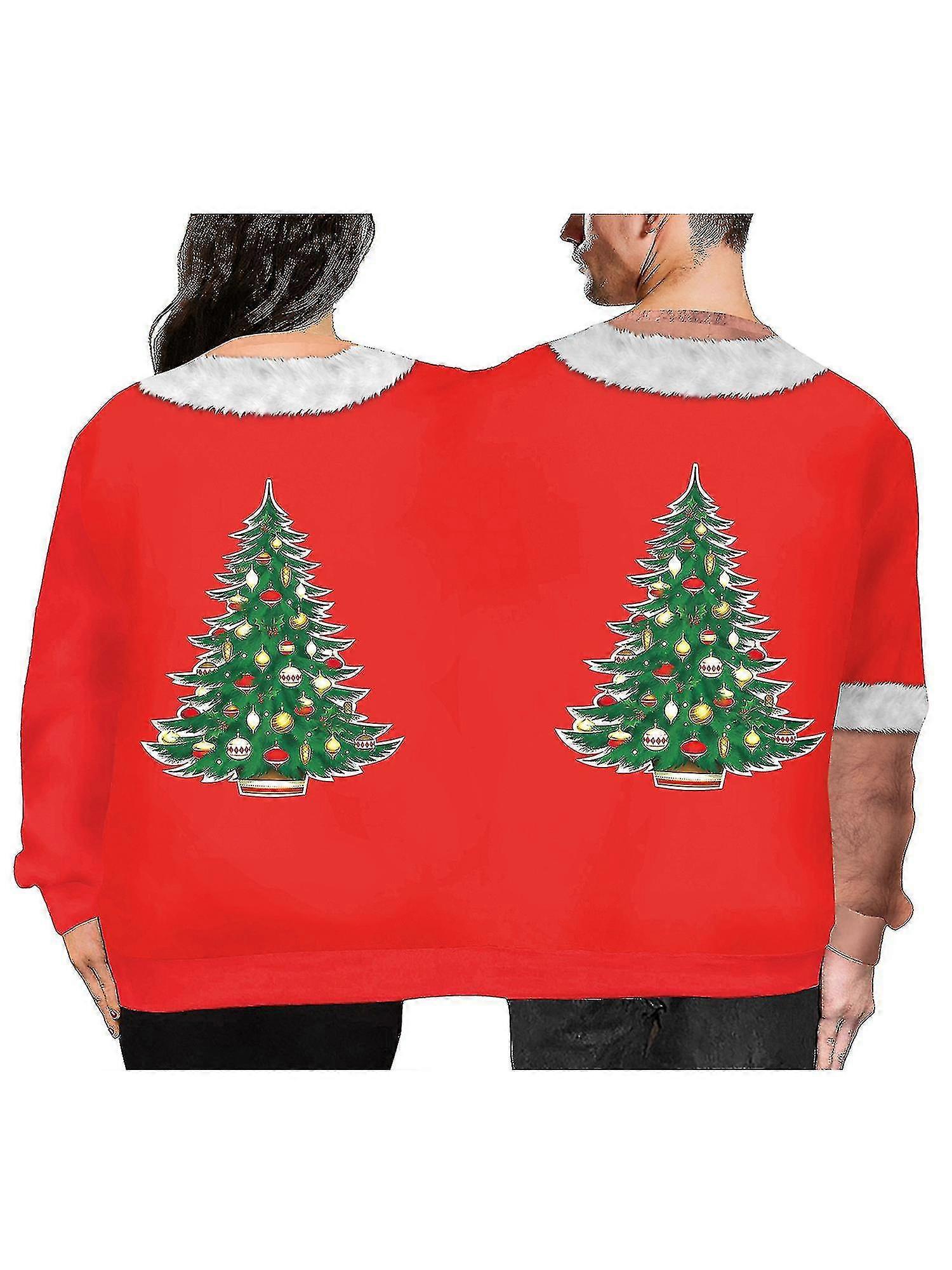 Two Person Ugly Christmas Sweater Women Men Conjoined Twin 3d