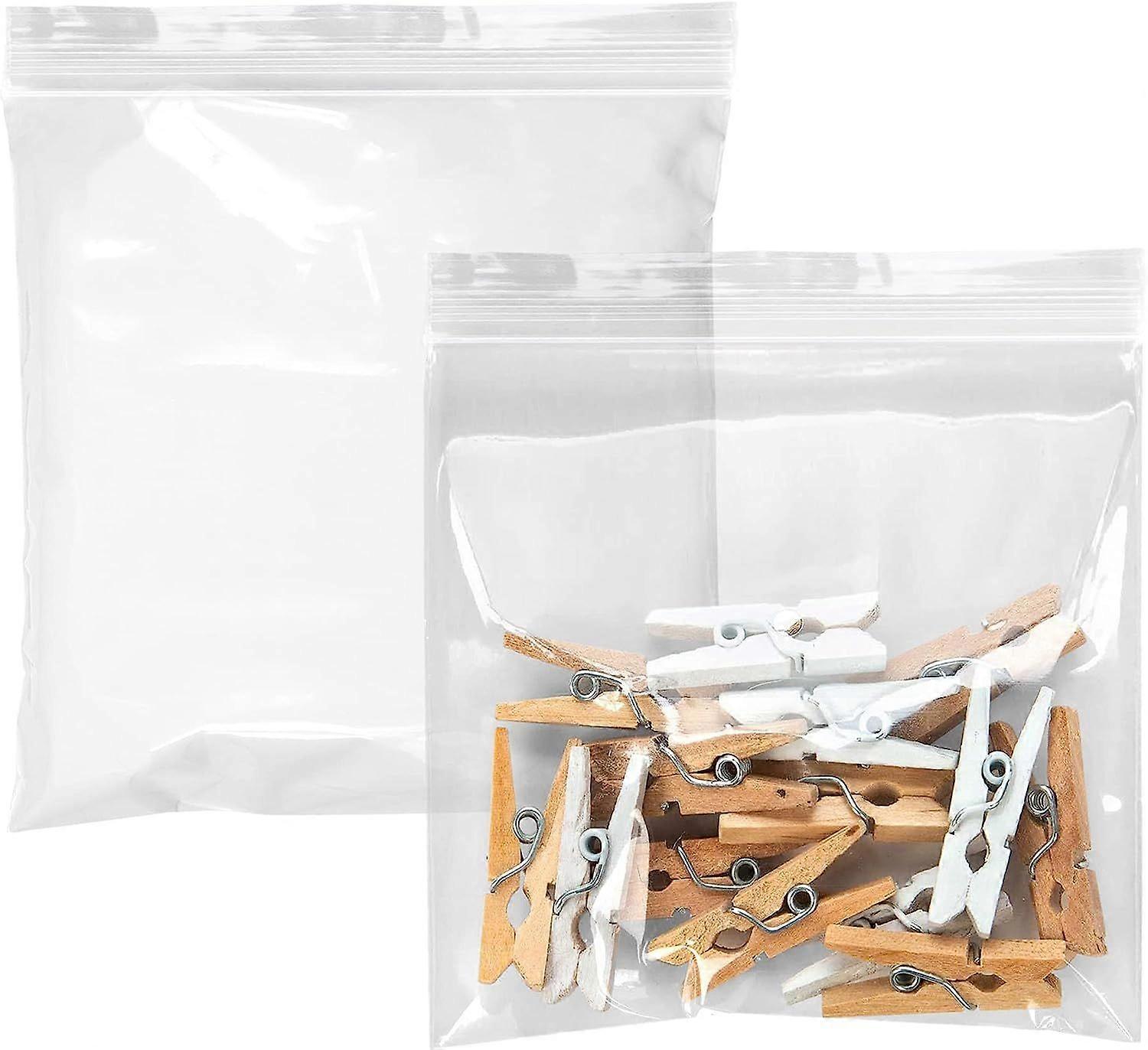 Pakke med 100 lynlåsposer; Klar 8 x 8. Ultra tyk forseglet topposer 8x8. Tykkelse 2 mil Tyk. Kraftige polyethylenposer med enkeltspor til industr