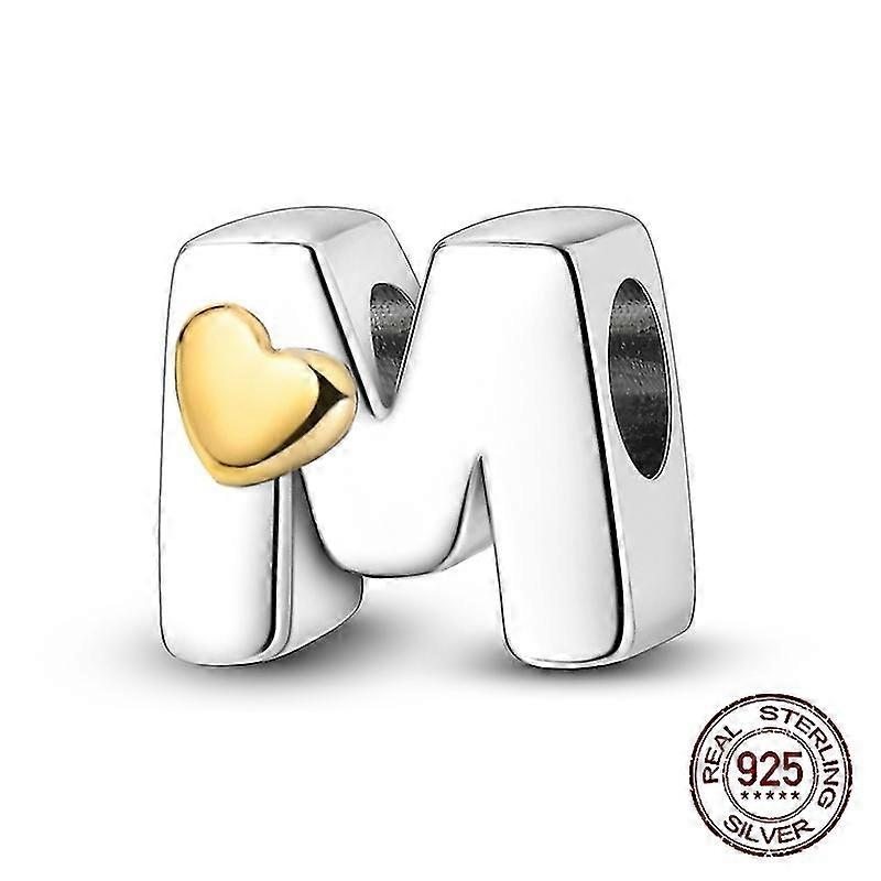 925シルバーレターAZアルファベットチャーム名ビーズフィットオリジナルパンドラブレスレットチャーム女性用DIYペンダントジュエリー作り