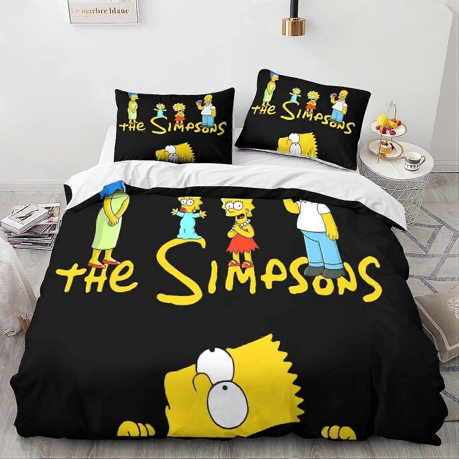 The_Simpsons Duvet Cover Sets Animation CharactersD Animation Skull Bedding Sets Microfiber Bedding Set King 135*200 CM