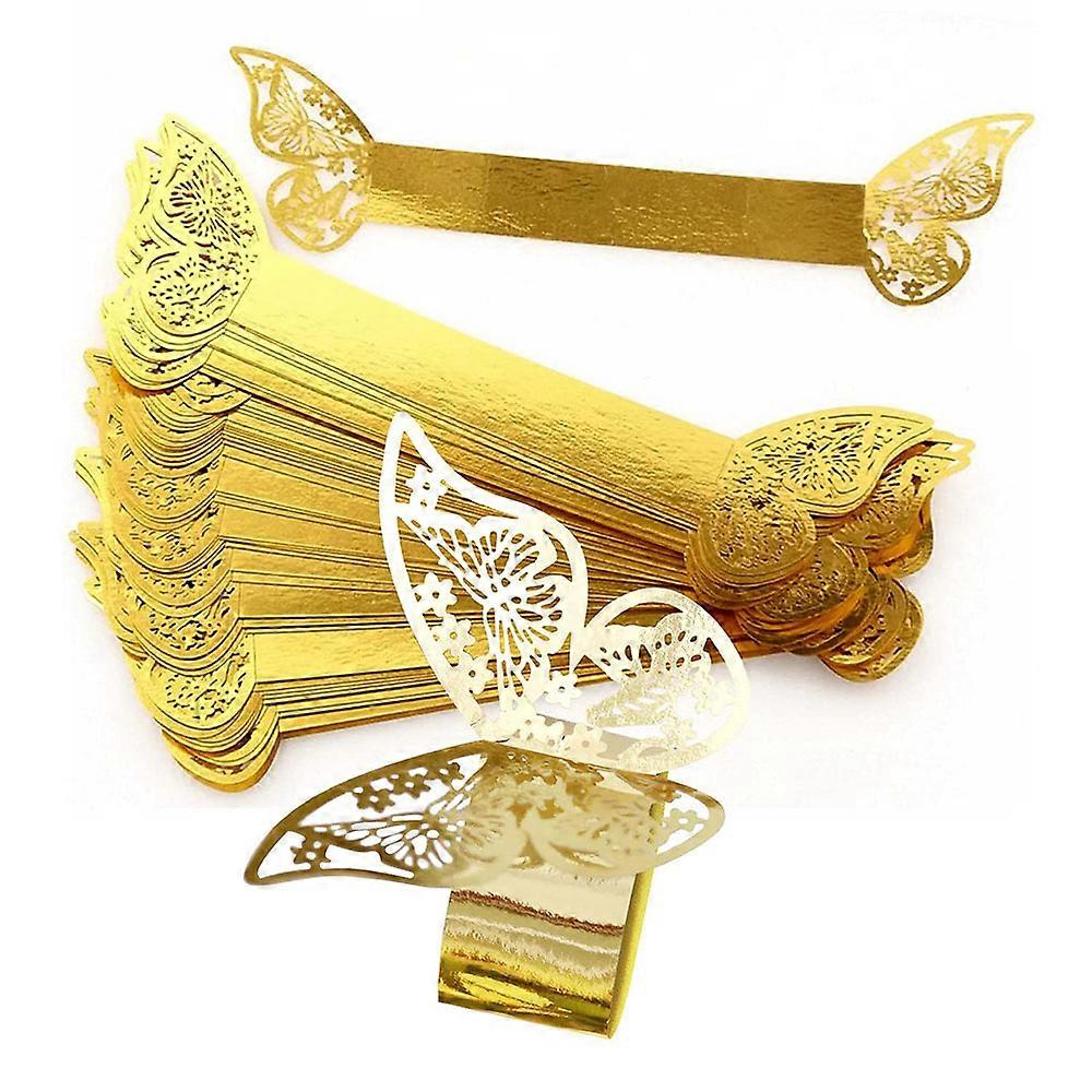 Tiwala 100stk Butterfly Paper serviett Ringer Bryllup Party Serviette Table Decoration Restaurant Openwork Butterfly Paper Ring