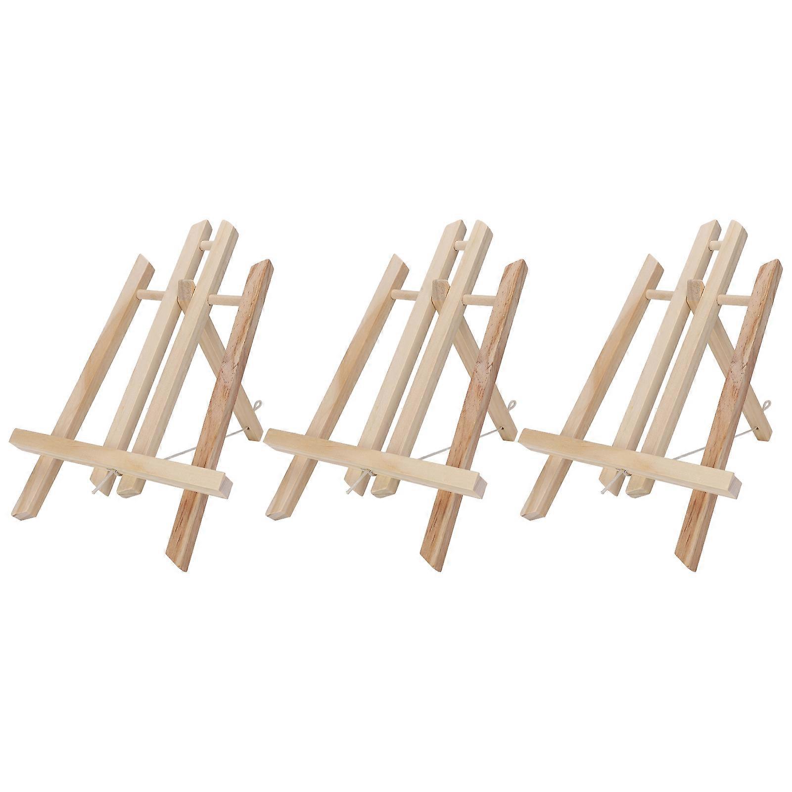 3Pcs Mini Easel Pine Wood Screw Type Desktop Trapezoidal Painting Display Rack 30cm YEMAA