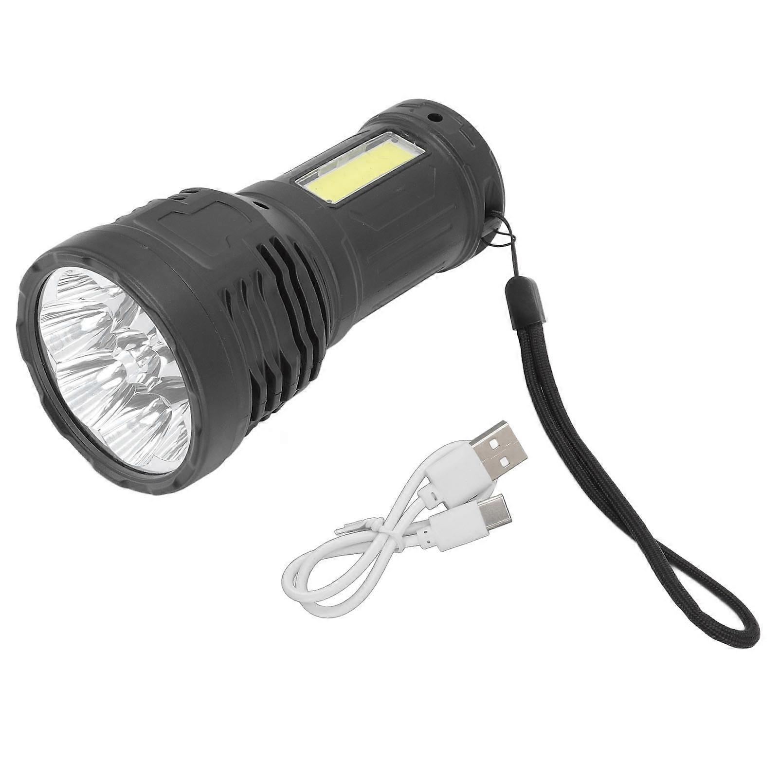 LED Flashlight Multifunctional Black Portable USB Charging Flashlight for Outdoor Camping