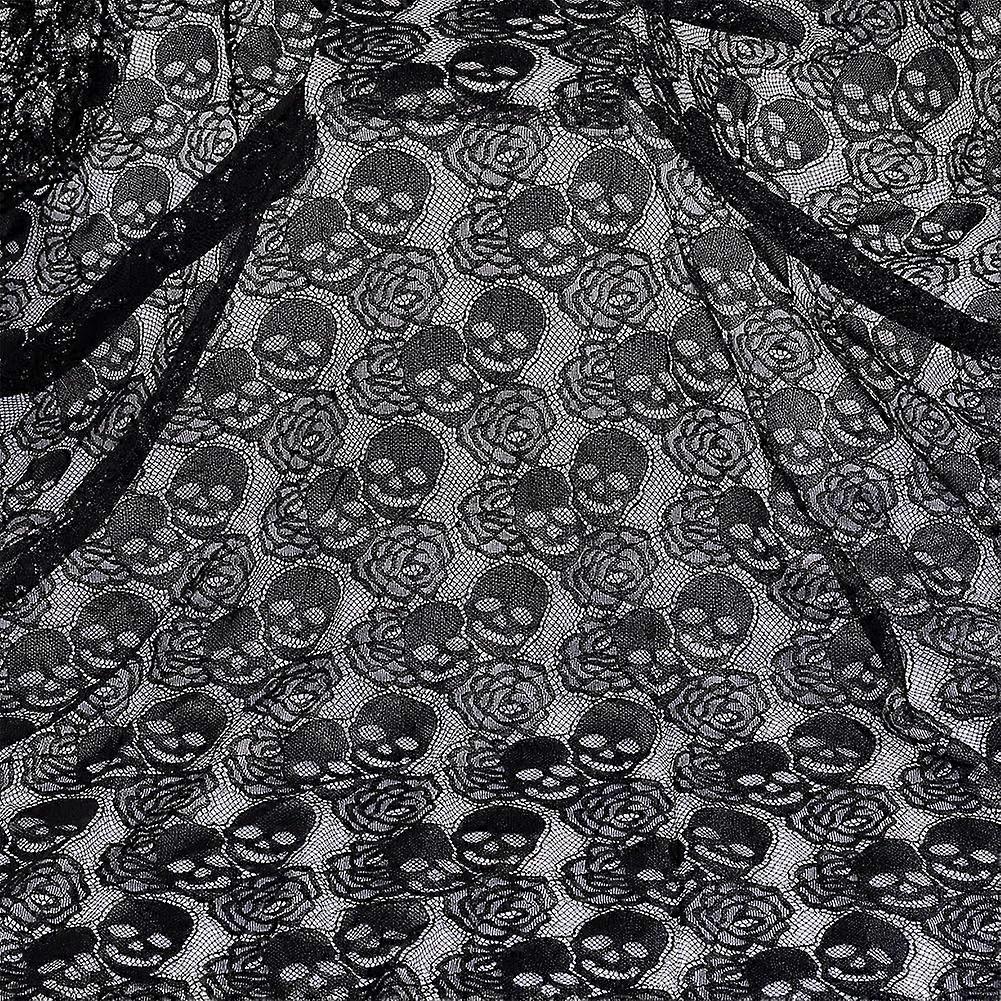 1 ياردة روز الجمجمة الدانتيل النسيج 150 سم / 59.06 بوصة عرض أسود القوطية شبكة الدانتيل النسيج قماش صافي النسيج غير تمتد مجرد الدانتيل النسيج اكسسوارات الملابس