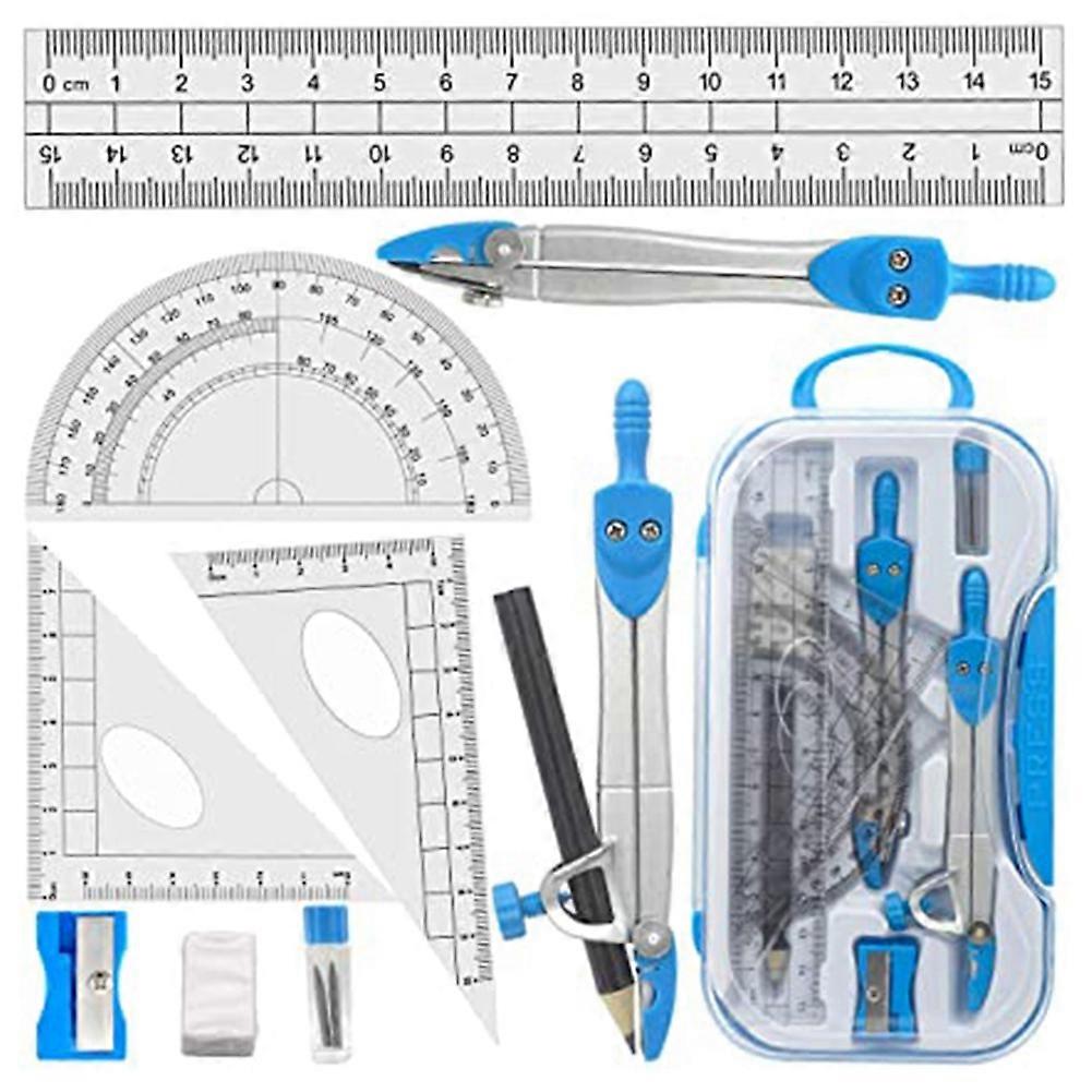 Geometry Compass Set 10Pcs School Maths Protractor Set Rulers for Student Maths and Engineering in