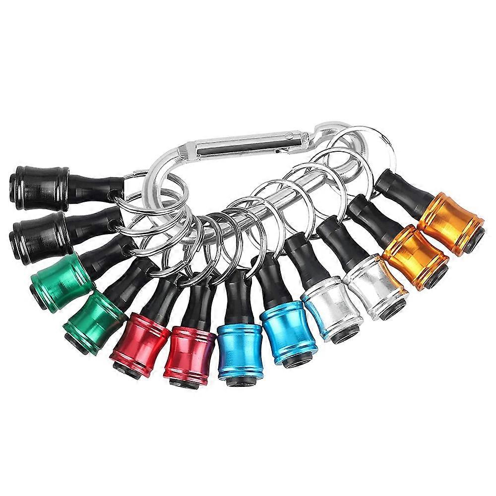 12PCS 1/4Inch Hex Screwdriver Bits Holder Extension Bar Keychain Screw Adapter Drill Bits Holder (6