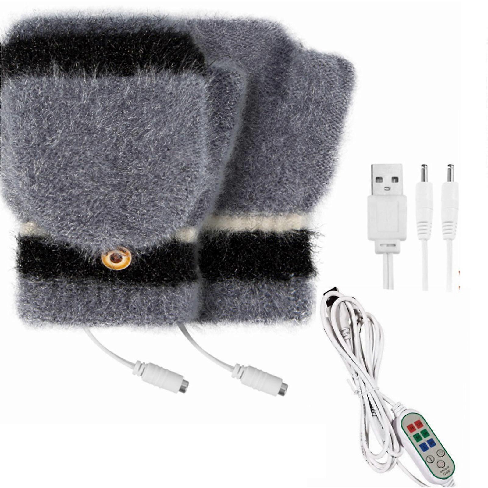 USB Heated Winter Gloves with 3 Temperature Levels Control for Adults Computer Gaming