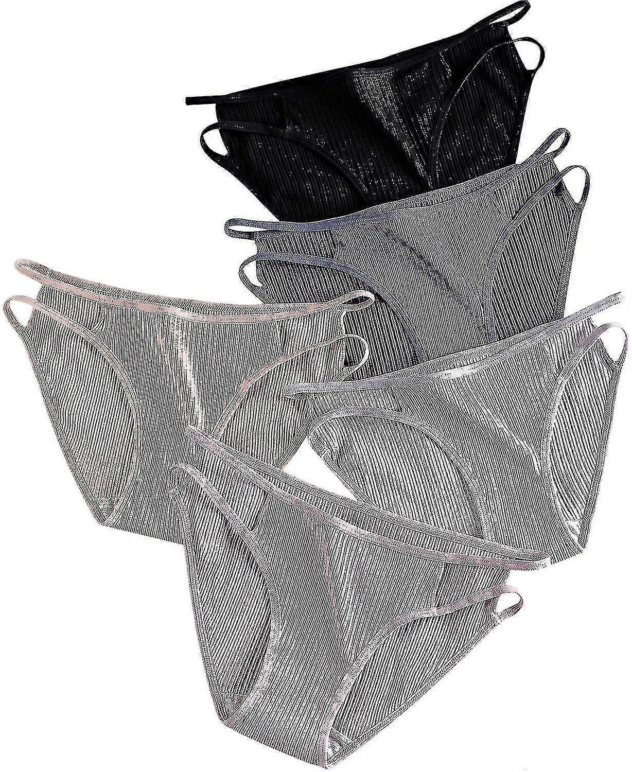 5pcs Sous-vêtements en coton pour femmes Bikini Panty Soft Full Back Coverage