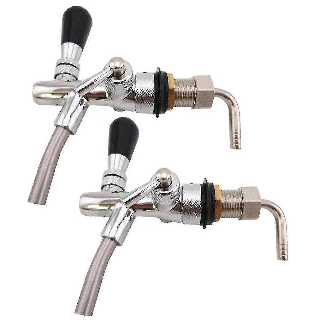 2x Adjustable Draft Beer Faucet With Flow Controller For Keg Tap Homebrew Dispenser