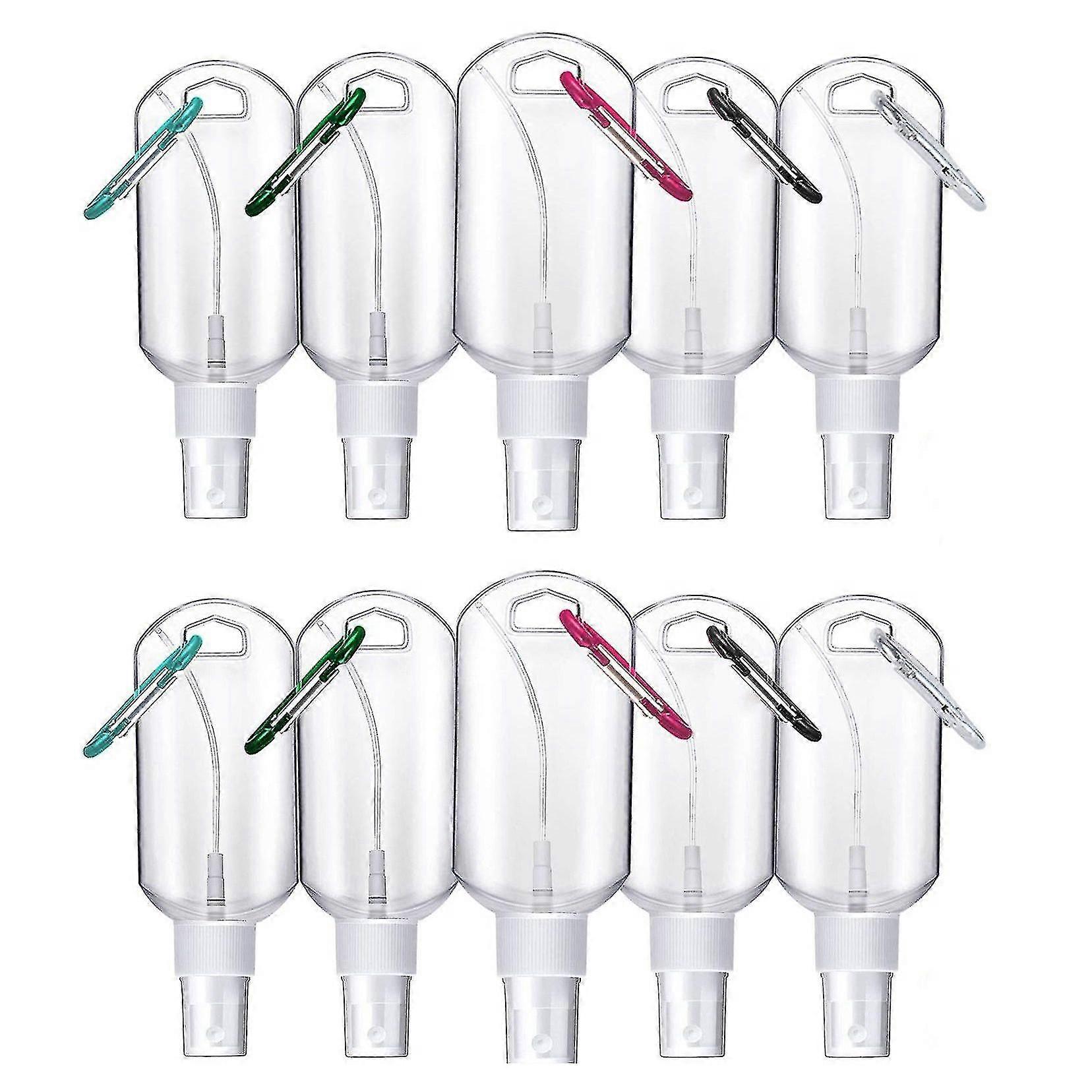 10pcs Spray Bottle Transparent Spray With Carabiner Keychain 60ml