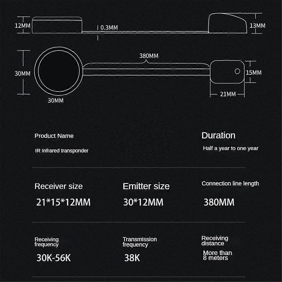 IR-fjärrkontrollförlängare Infraröd IR-fjärrkontrollförlängare Infraröd repeatersystem Batteridriven IR
