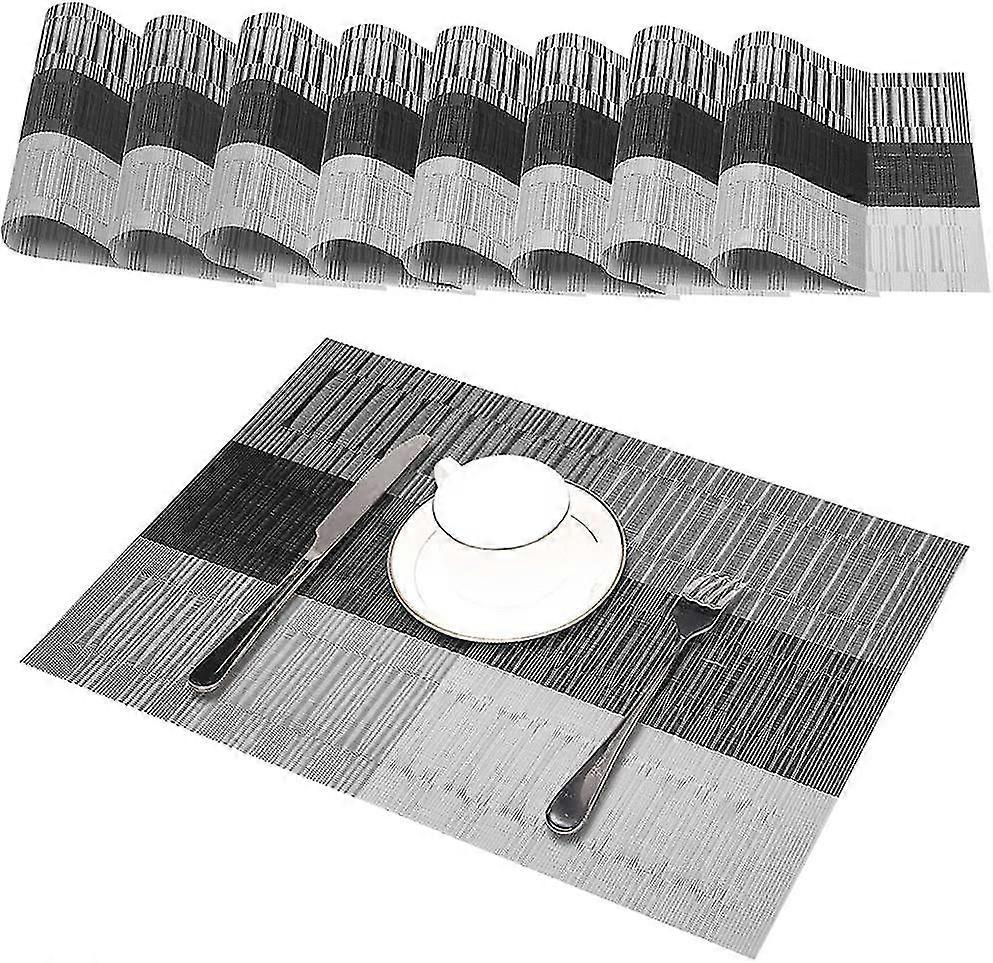 Godten Platzdeckchen (8er Set) Platzset Abwischbar - Hitzebestndig Und Abgrifffeste Waschbare Tischmatte - Grau Tischset Kunststoff Fr Kche Speisetisc