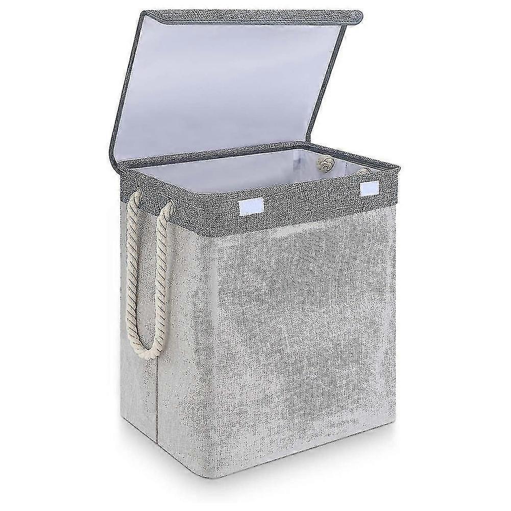Large Laundry Basket With Lid, Collapsible Linen Laundry Hamper -b
