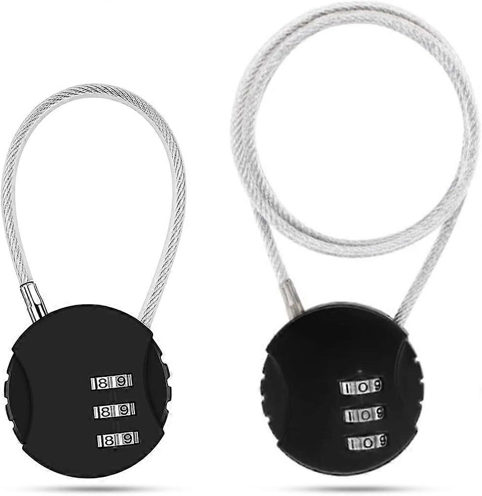 2pcs Line Code Lock Travel Padlock Code Lock Locker Sports Luggage Lock Resettable Code Lock (Long and Short)(Black)