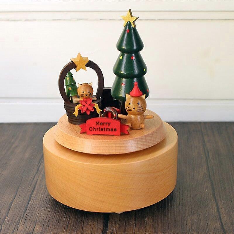 クリスマスオルゴール手作り木製オルゴール家の装飾ホリデーギフトフラワーバスケット