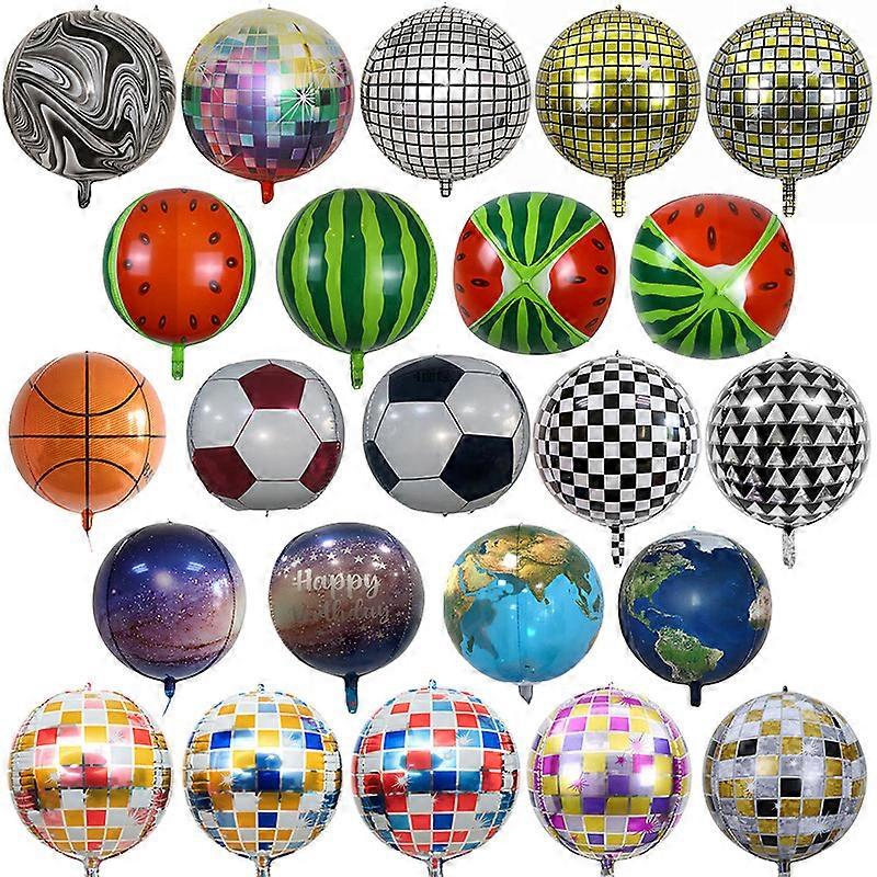22インチ4Dボールグラデーション黒と白のディスコアルミニウムフィルムバルーンカラー立体アルミホイルボールパーティーデコレーションラウンド