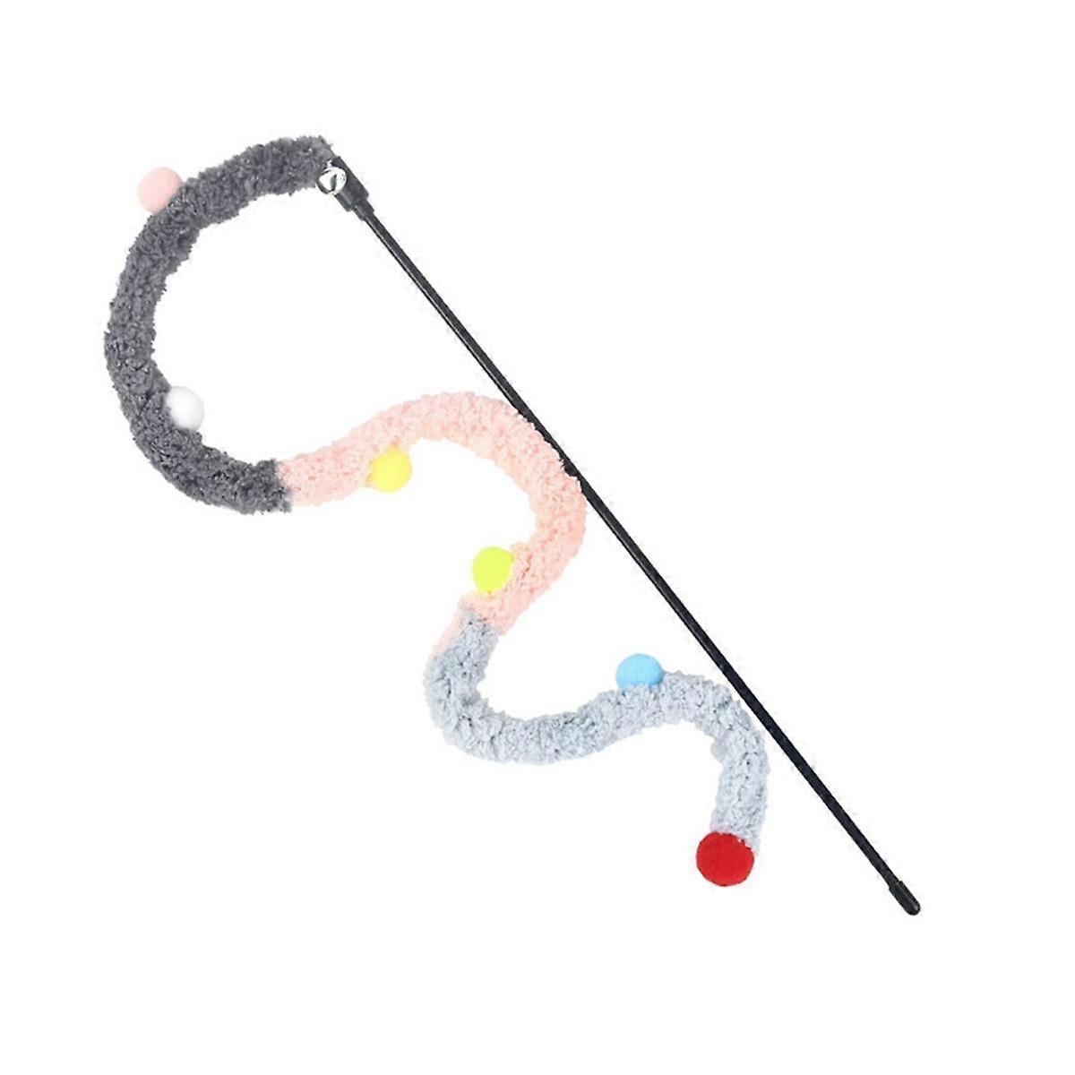 5Pcs Cat Toys Feather Cat Teaser Wand Cat Interactive Toys Funny Colorful Rod Cat Wand Toy,Gray & P