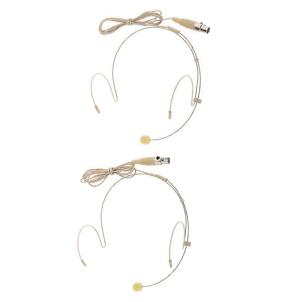 2pcs Mini Wired Headset Headworn Microphone Condenser Mic For Tour Guide