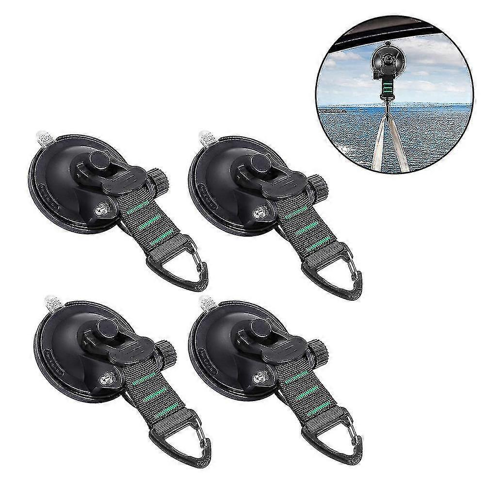 Suction Cups With Straps Ring, 4pcs, Multipurpose Camping Sucker Cups Hooks