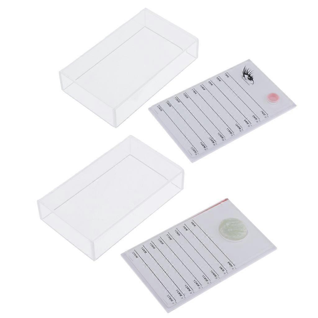 2 Sets Acrylic False Eyelash Storage Case Organizer Lash Glue Holder Pallet