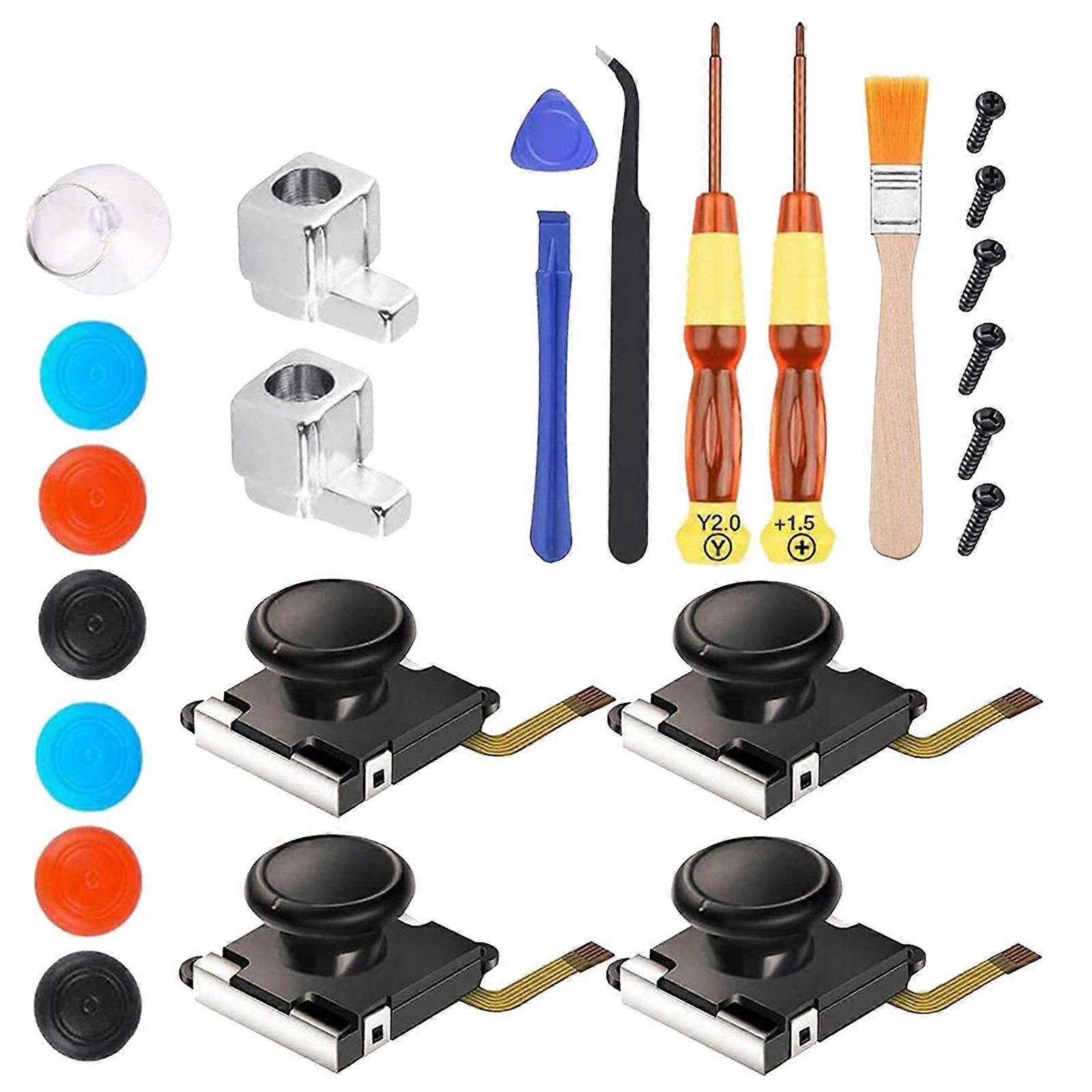 3D Joystick Replacement, Joystick Left and Right Compatible (4-Pack) for  Controller, Complete Repair Tool Kit
