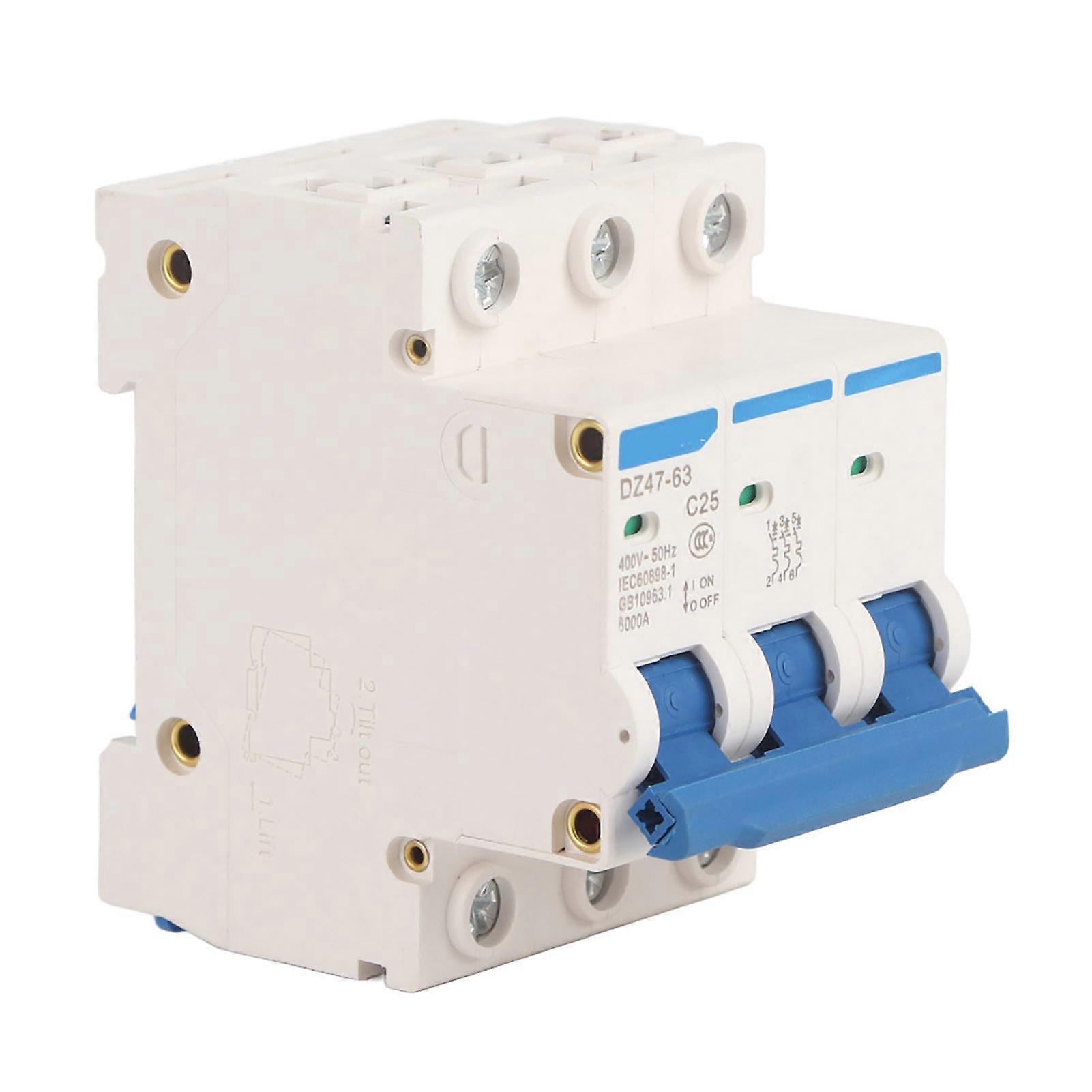 DZ47-63 C25 3P 25A 400V Miniature RCCB Residual Current Circuit Breaker