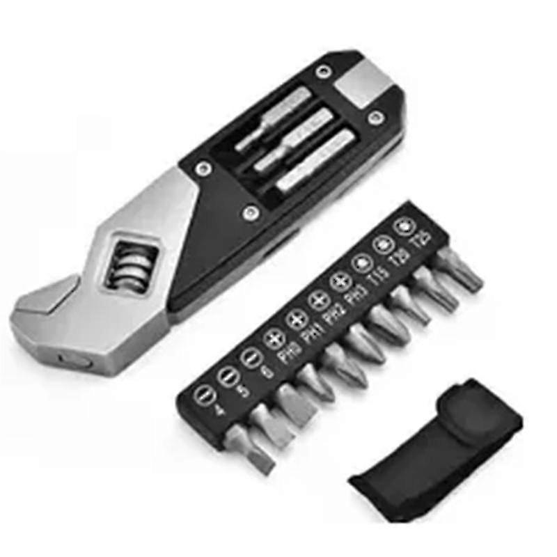 17-in-1 Stainless Steel Adjustable Wrench Foldable Pocket Multi Tool Multifunctional Spanner Screwd