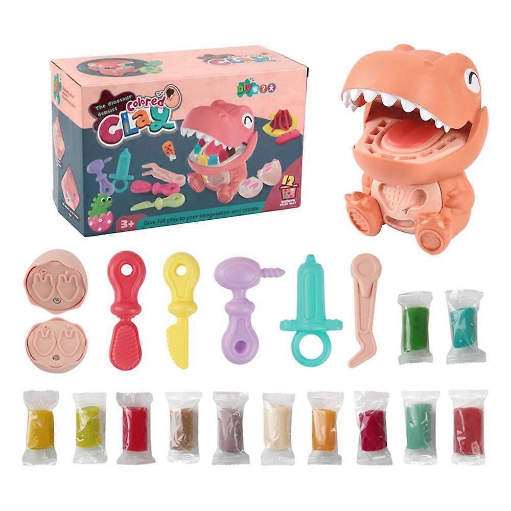 Dentist Toys Dinosaur Doctor Playdough Set Doctor Drill And Fill Playset Playdough Toy Set Pretend Play Set For Boys