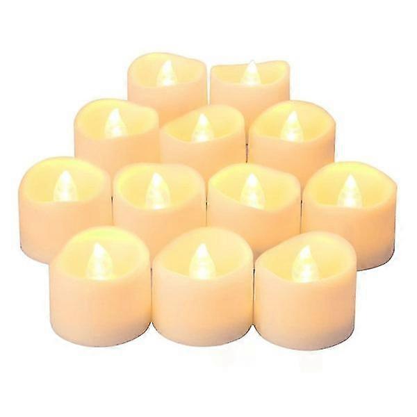 Flickering flameless candles with timer, long lasting tea lights with timer, fake electric battery candles for table C