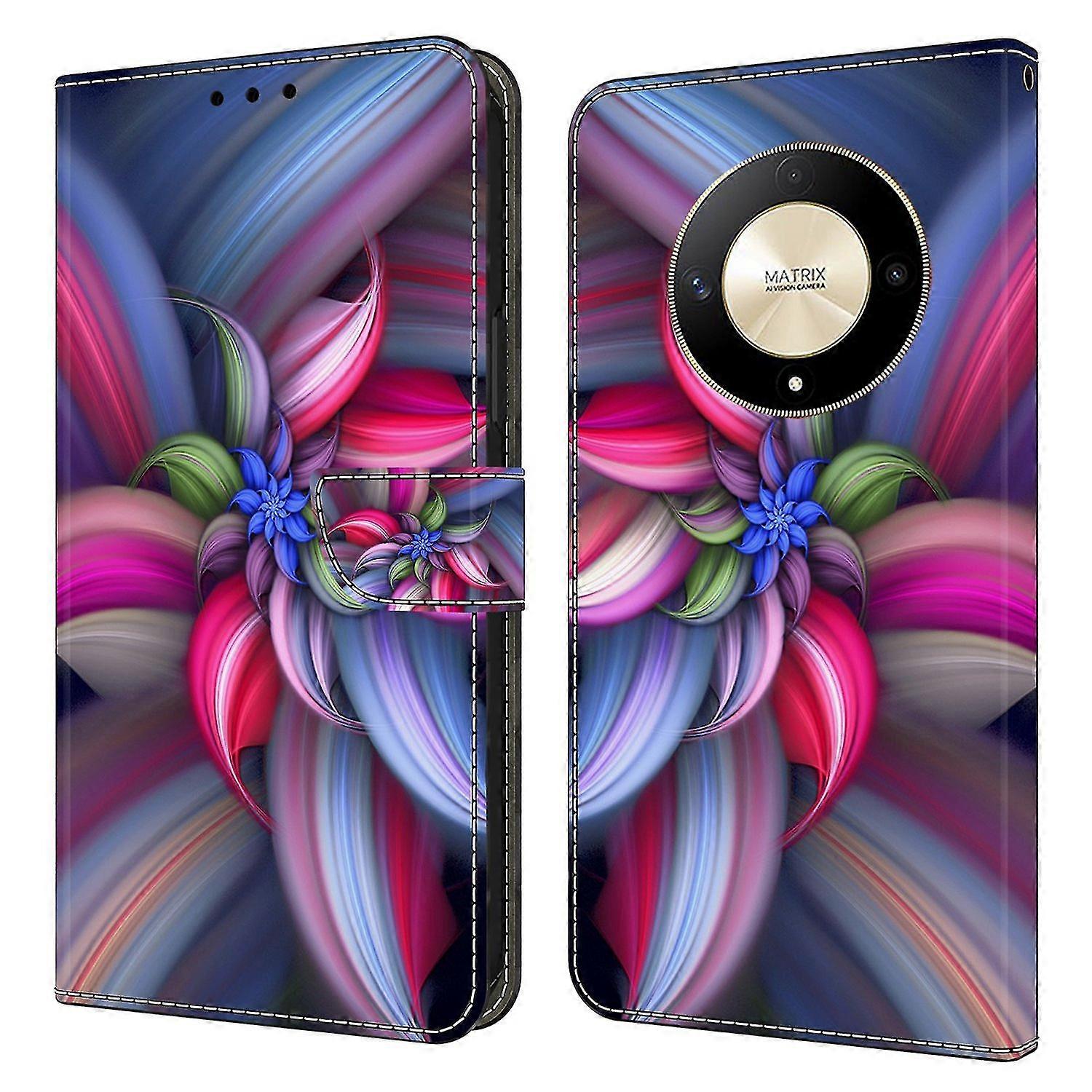 For Honor Magic6 Lite 5G/X9b 5G Wallet Case Anti-Drop 3D Pattern Printing Phone Cover Flowers