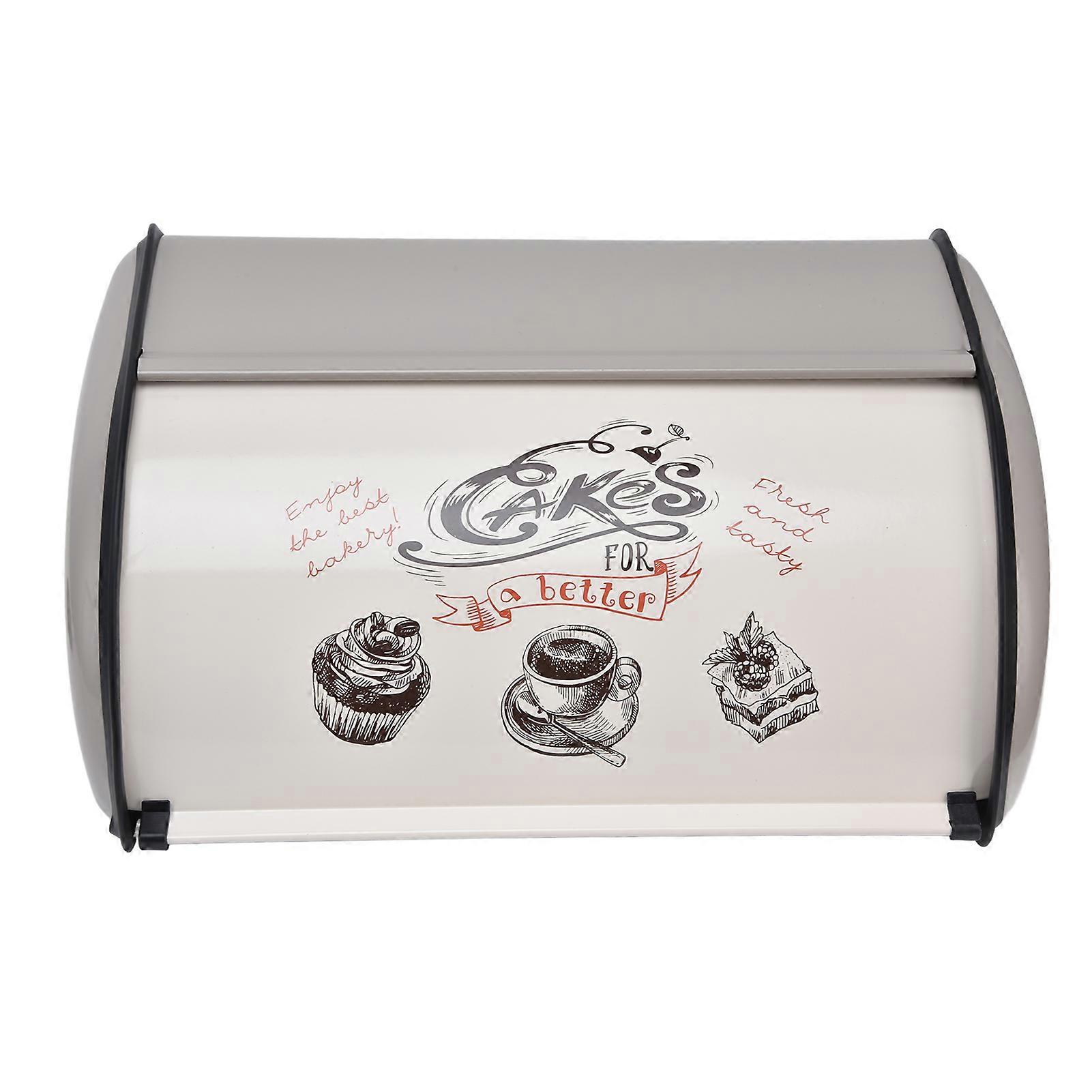 Bread Box Bin Large Capacity Cute Pattern Roll Top Door Bread Storage Bread Holder for Household Bakery