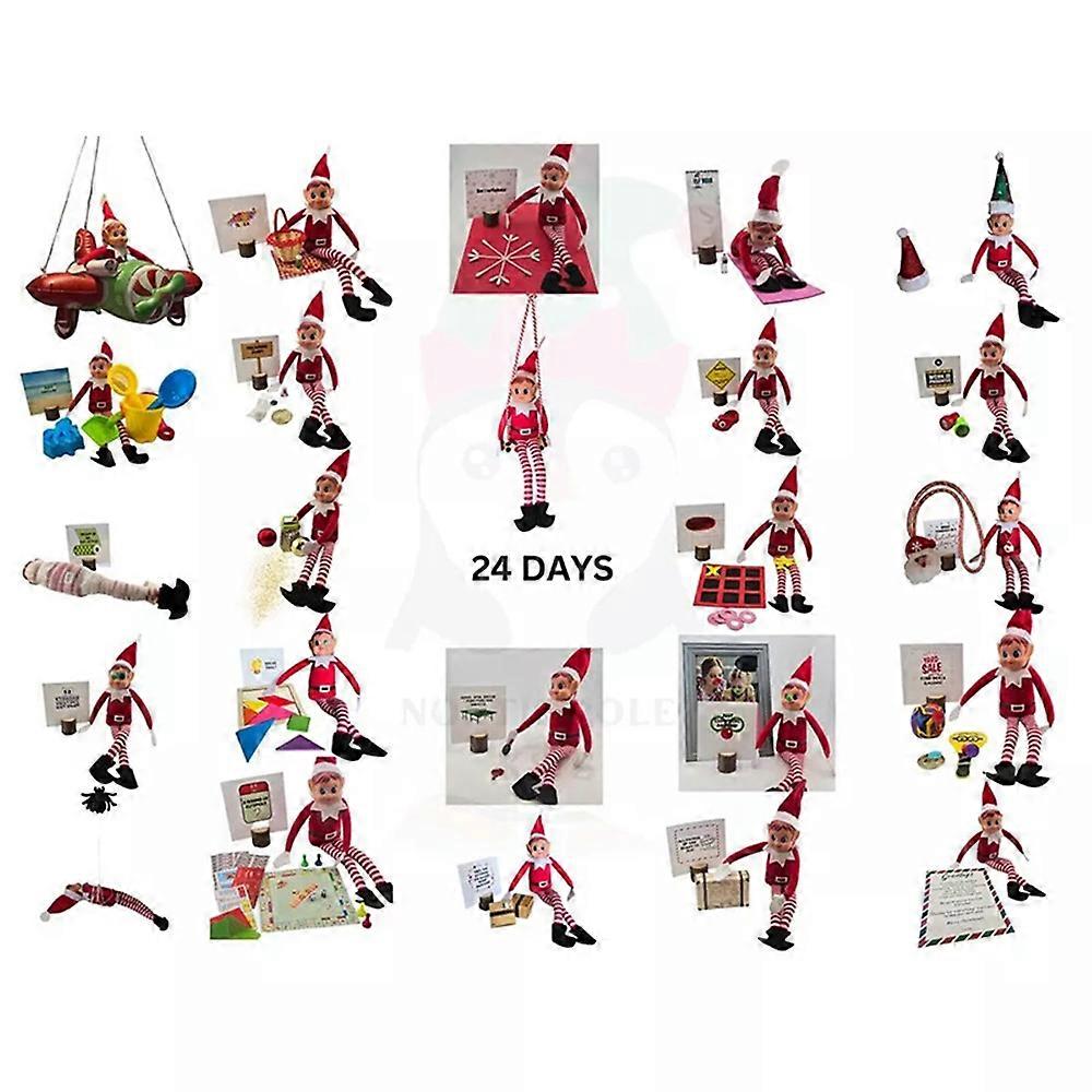 12/24 Days Christmas Elf Props Kits,Naughty Elves Activities Games Toys Set