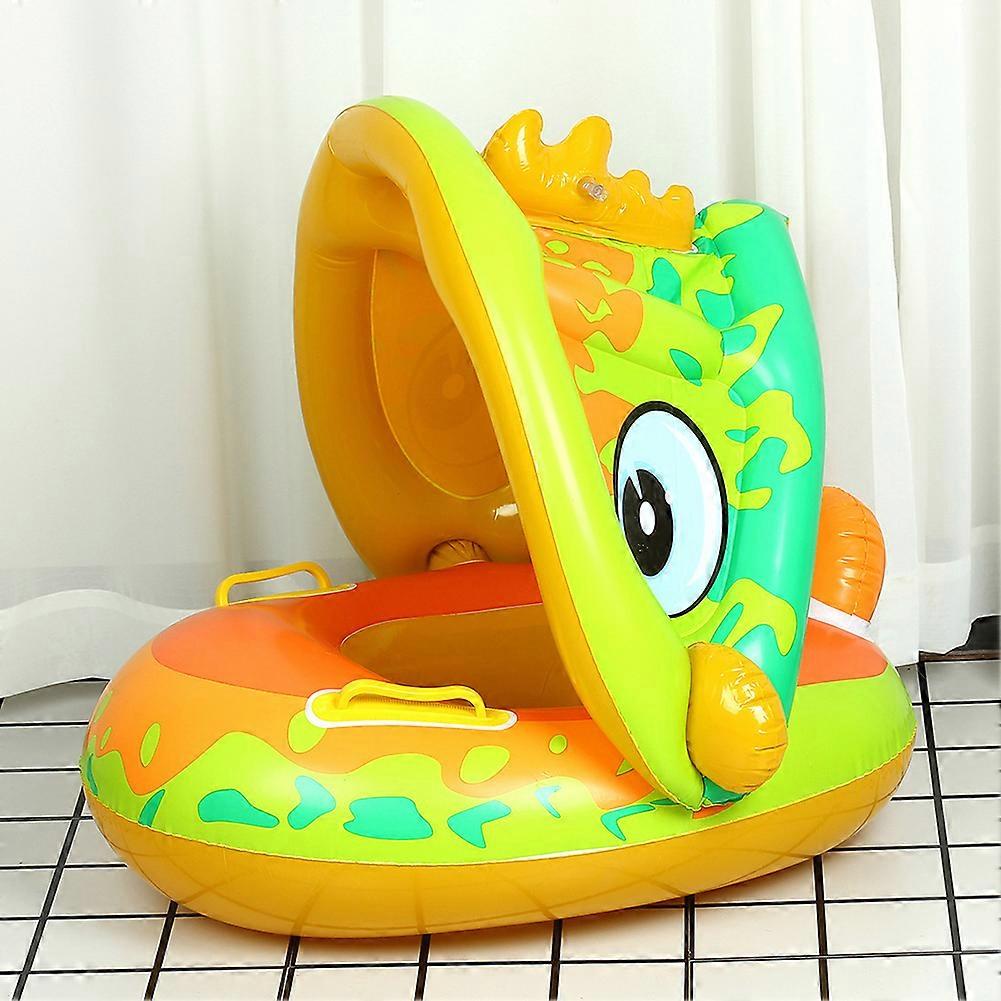 Baby Inflatable Swim Ring Float Seat with Awning for Swimming Pool Bathtub Infant Summer Water Game Playing Toy