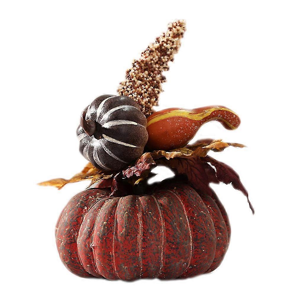 Fall Artificial Pumpkin With Acorn Maple Leaf Gourd Halloween Thanksgiving Decor