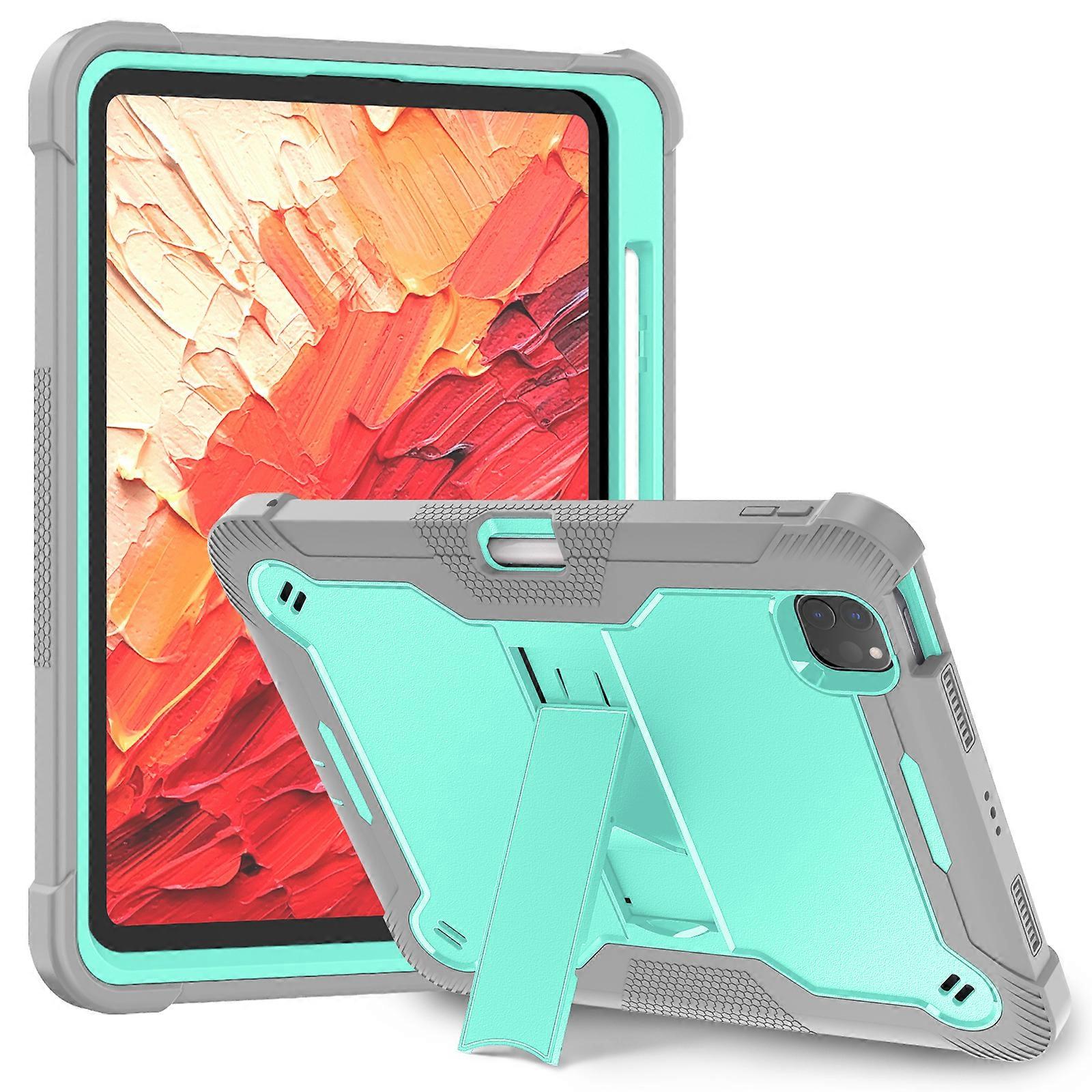 For iPad Pro 11 (2024) Case Hard PC and Soft Silicone Tablet Cover with Bracket Kickstand