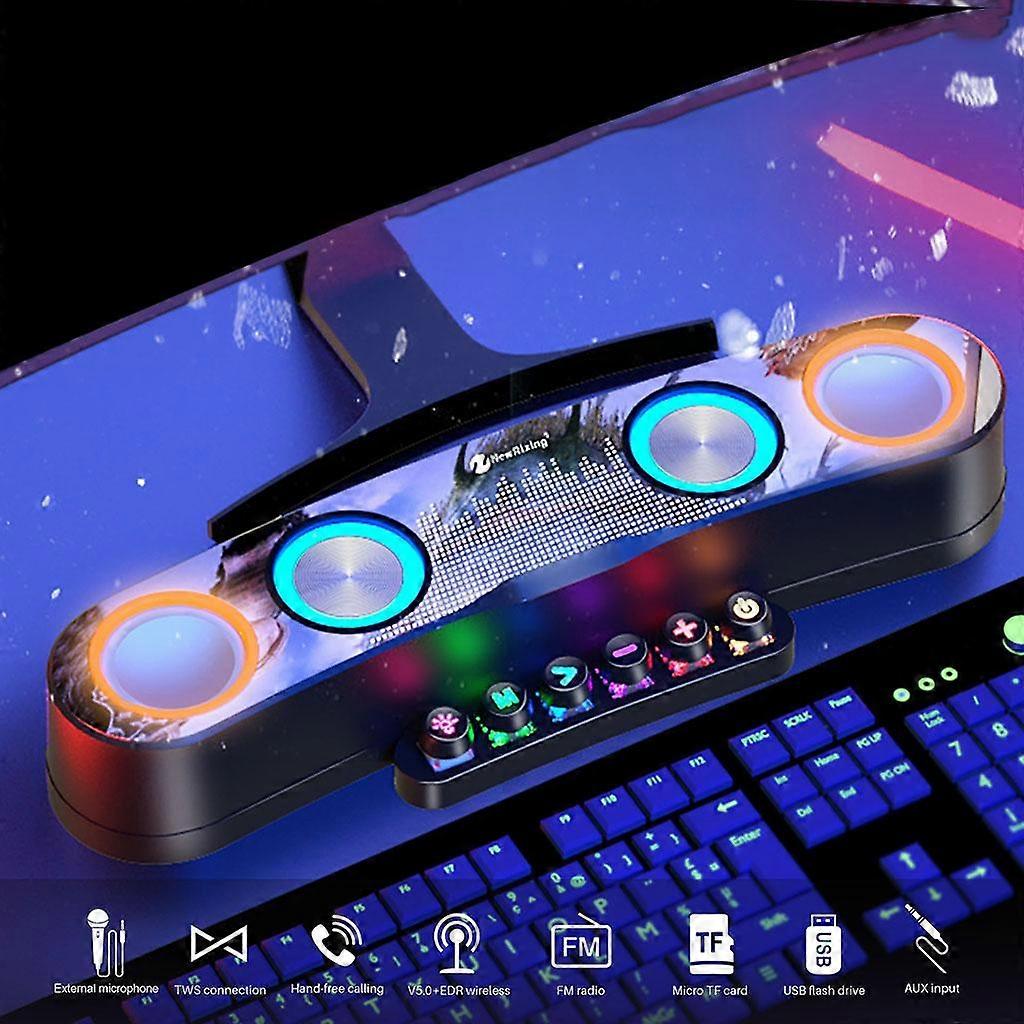 Desktop Sound Bar Built-in Mic Audio-Light Sync Computer PC Gaming Speaker for TV