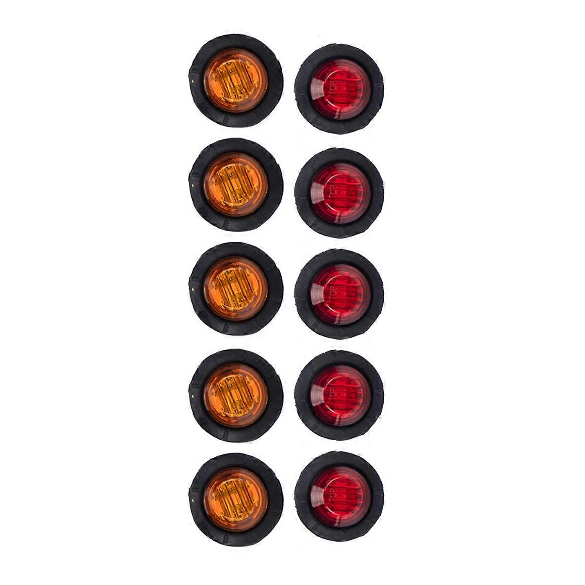 Red + Amber Light 10 in 1 LED Round Side Marker Lamp