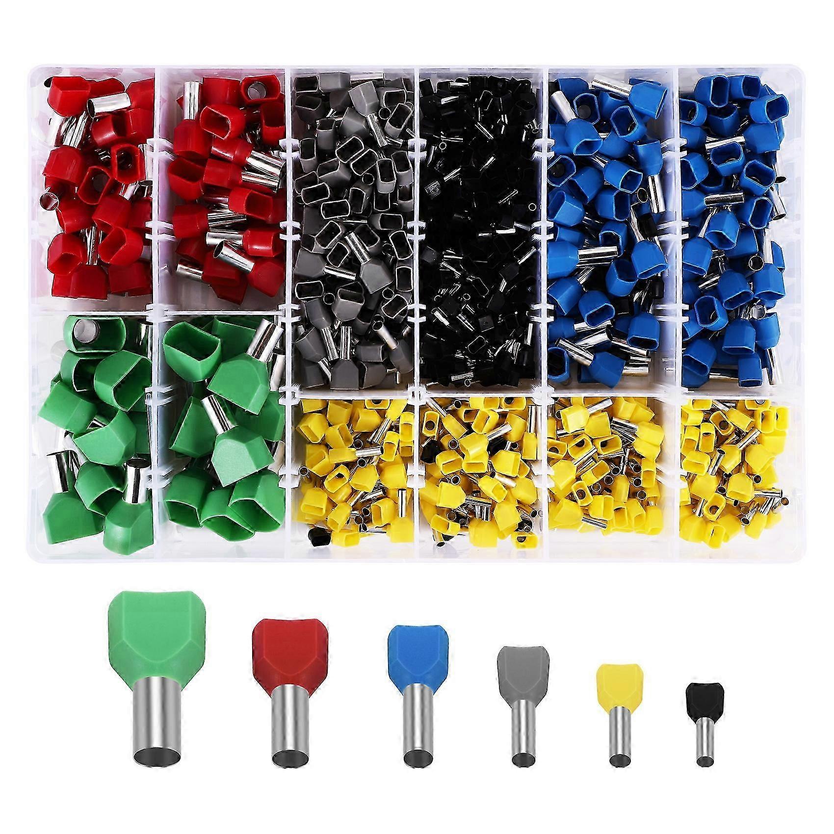 780Pcs Dual Bootlace Ferrule Teminator Kit Electrical Crimp Dual Entry Cord End Wire Terminal Conne